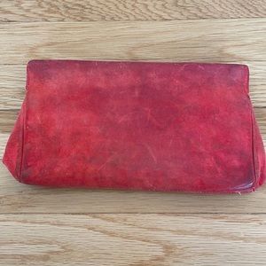 Vintage suede coral clutch!